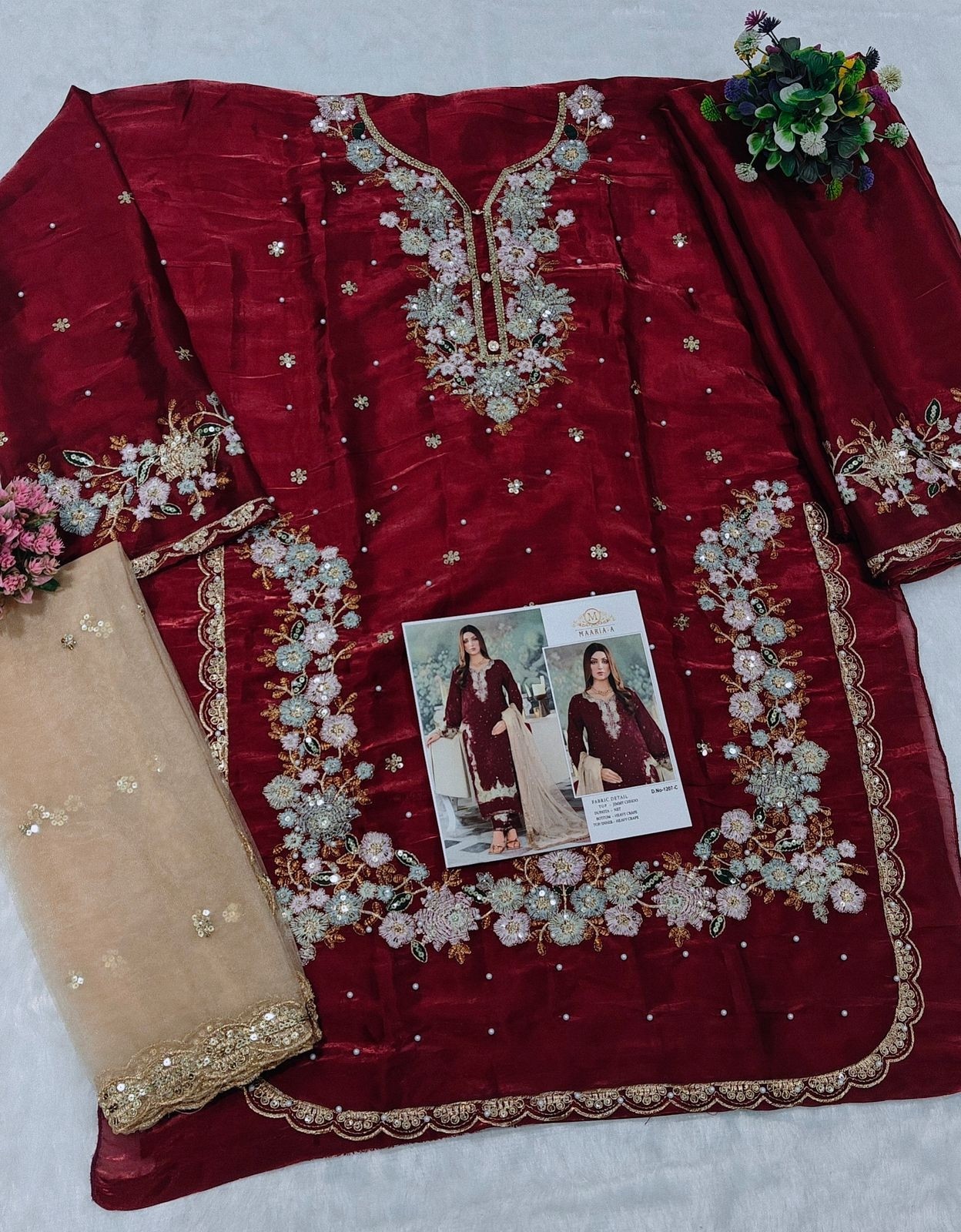 M 1207 PAKISTANI EMBROIDERY JIMMY CHOO SUITS WHOLESALES