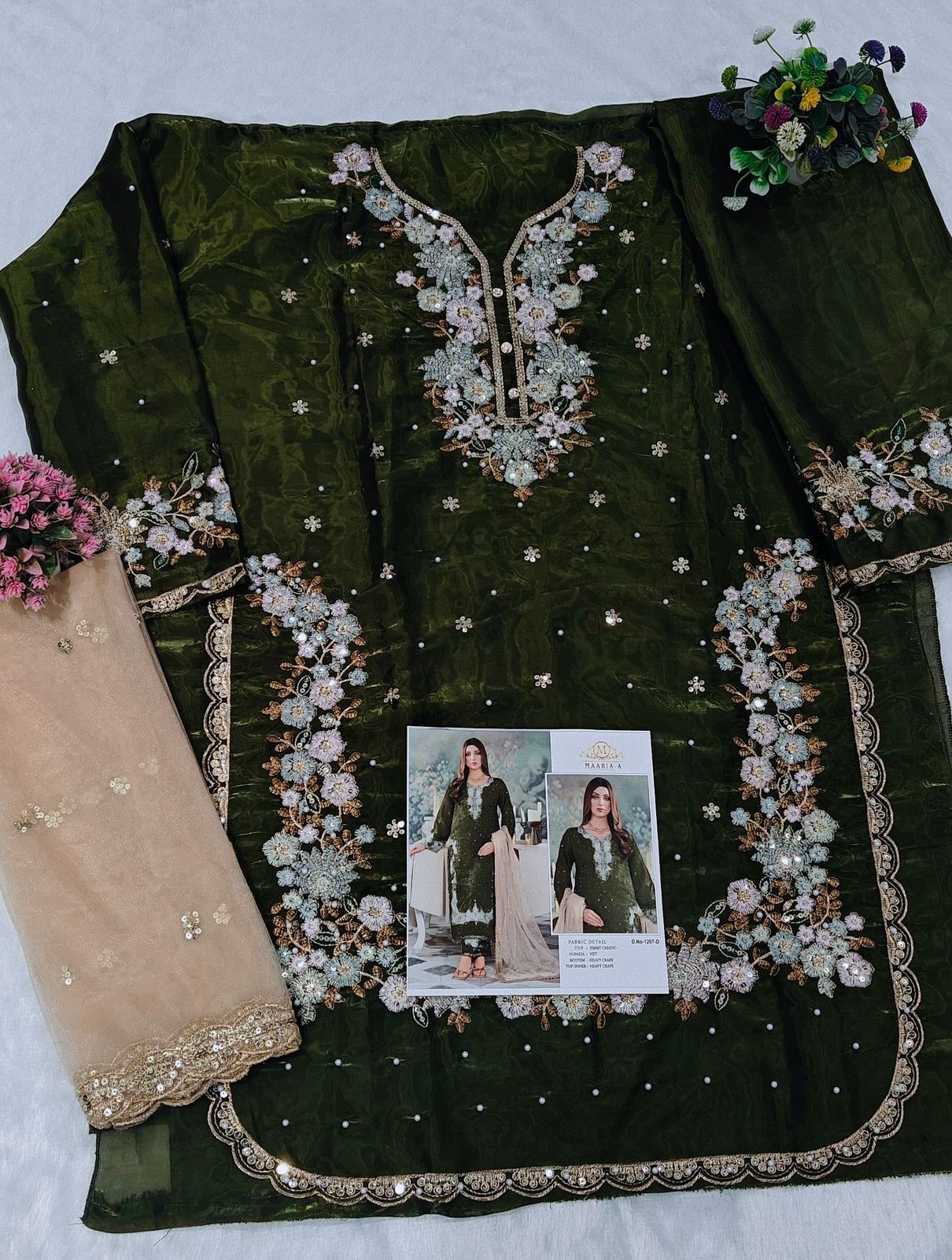 M 1207 PAKISTANI EMBROIDERY JIMMY CHOO SUITS WHOLESALES