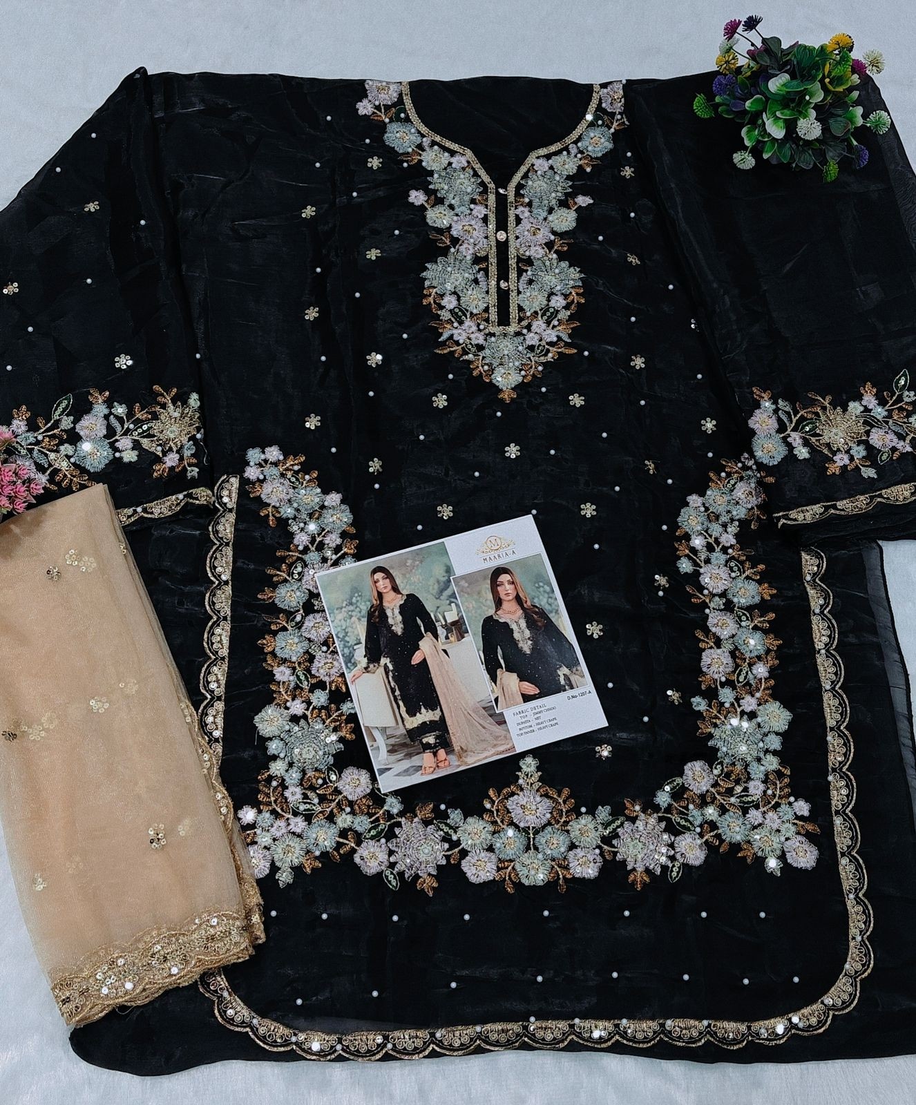 M 1207 PAKISTANI EMBROIDERY JIMMY CHOO SUITS WHOLESALES