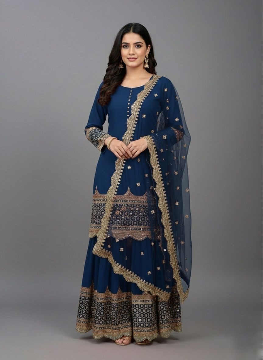 ZF 250 FESTIVAL PARTY WEAR EMBROIDERY SHARARA SUITS 