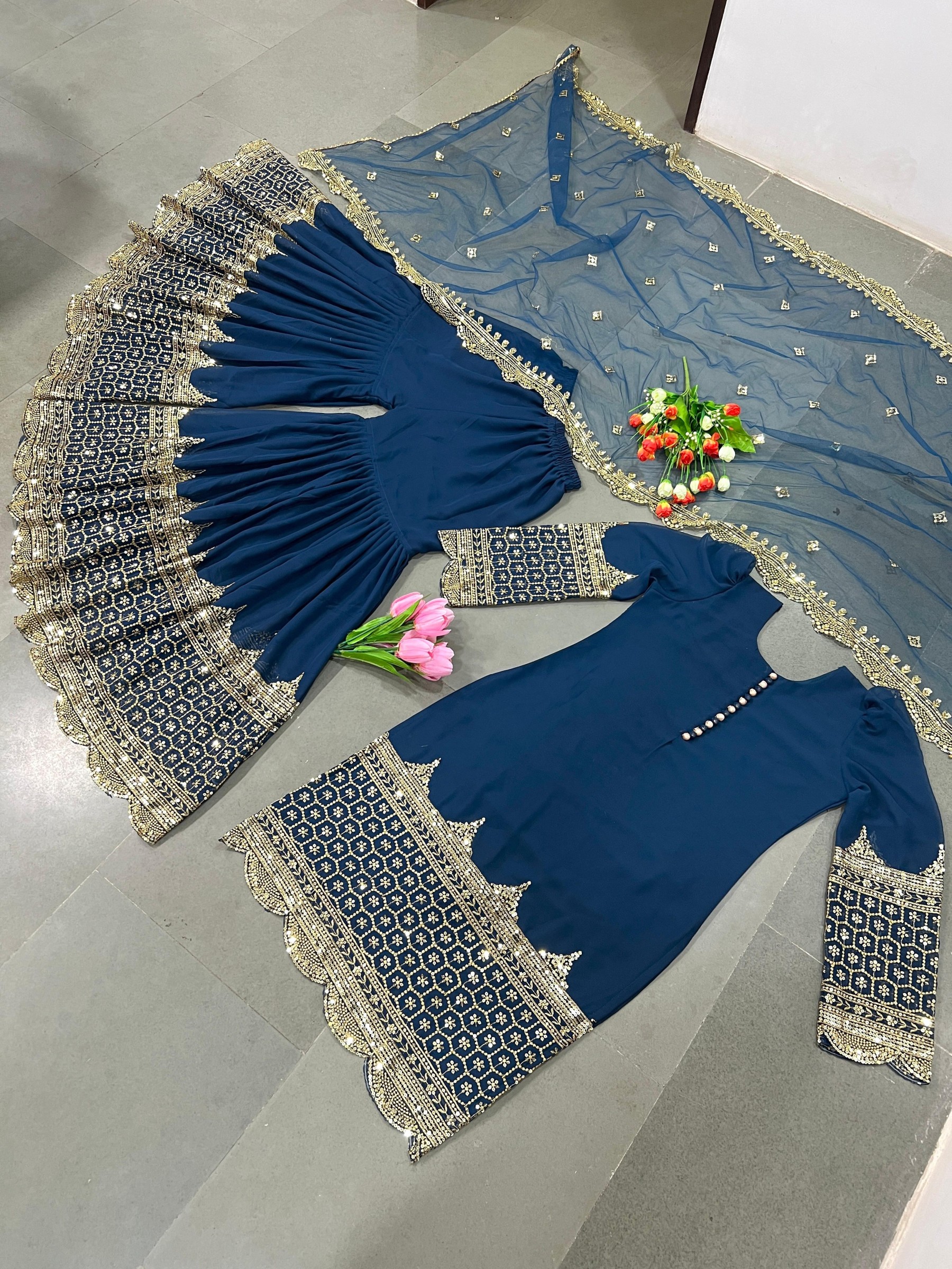 ZF 250 FESTIVAL PARTY WEAR EMBROIDERY SHARARA SUITS 