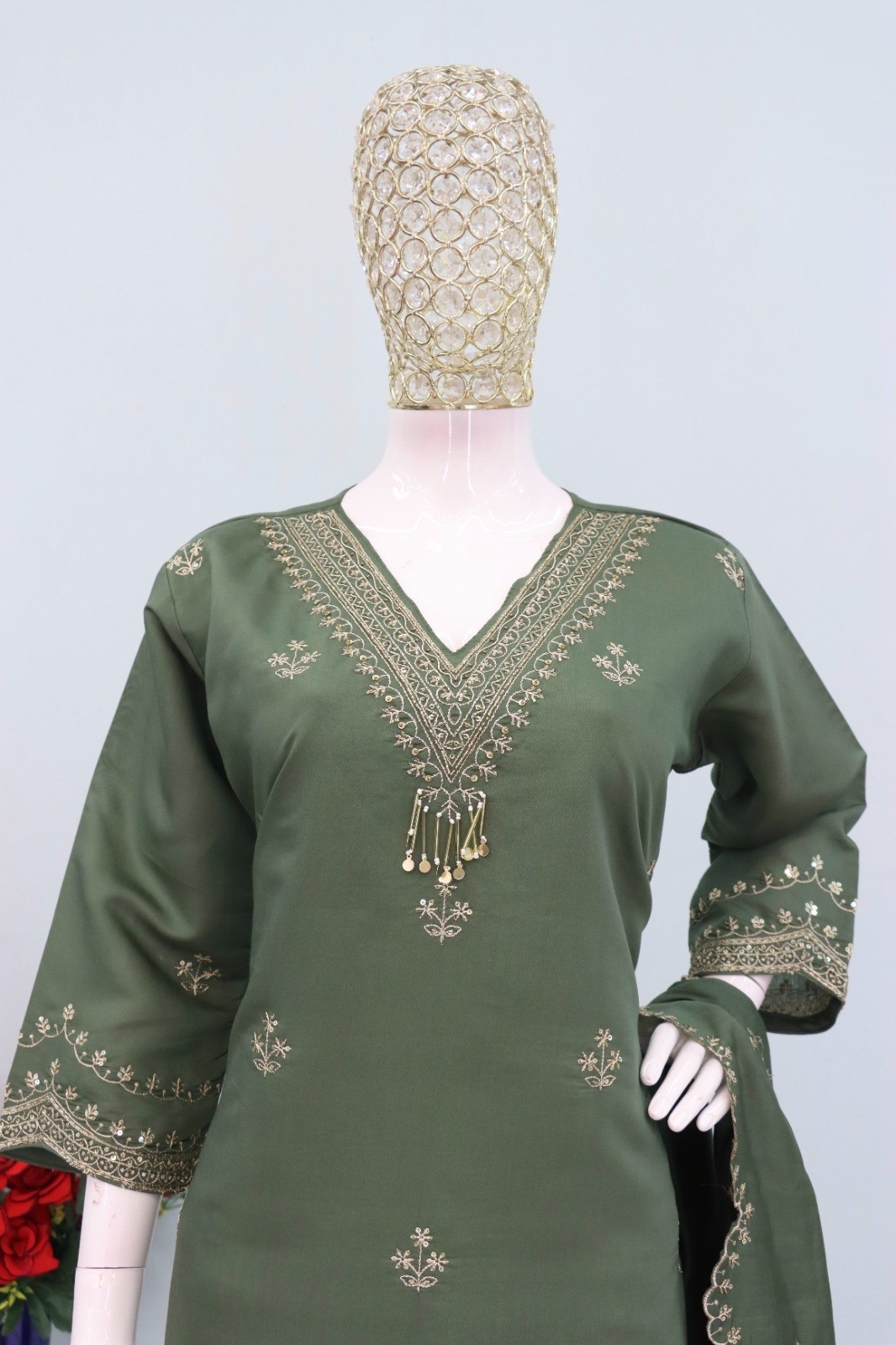 Mah-E-Rooh 4261 Roman Silk Sharara Set: Heavy Embroidery Top, Bottom & Dupatta, Elegant Festive Wear Suit