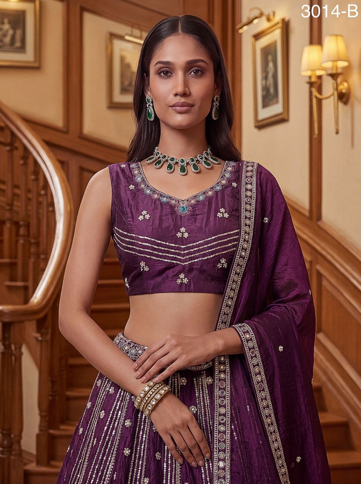 Designer Copper Lehenga Choli: Royal Embroidery with Sequin Detailing, Premium Silk Wedding Wear for Bridesmaids