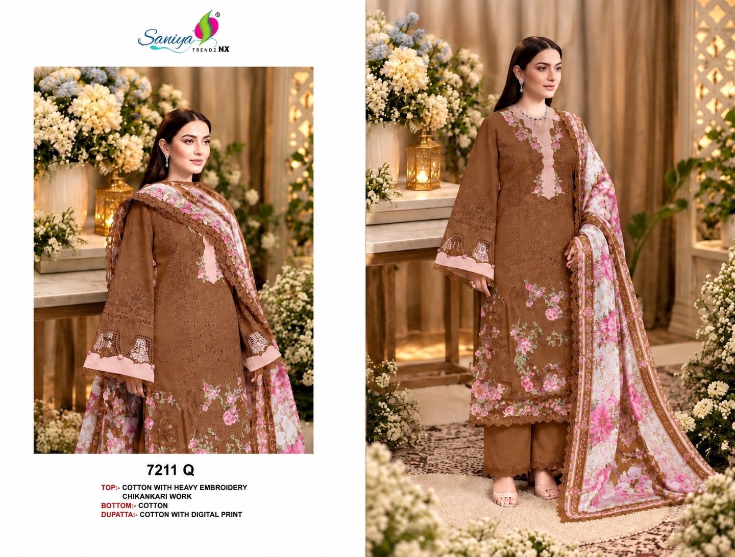 SANIYA TRENDZ 7211 PREMIUM COTTON CHIKANKARI SUIT