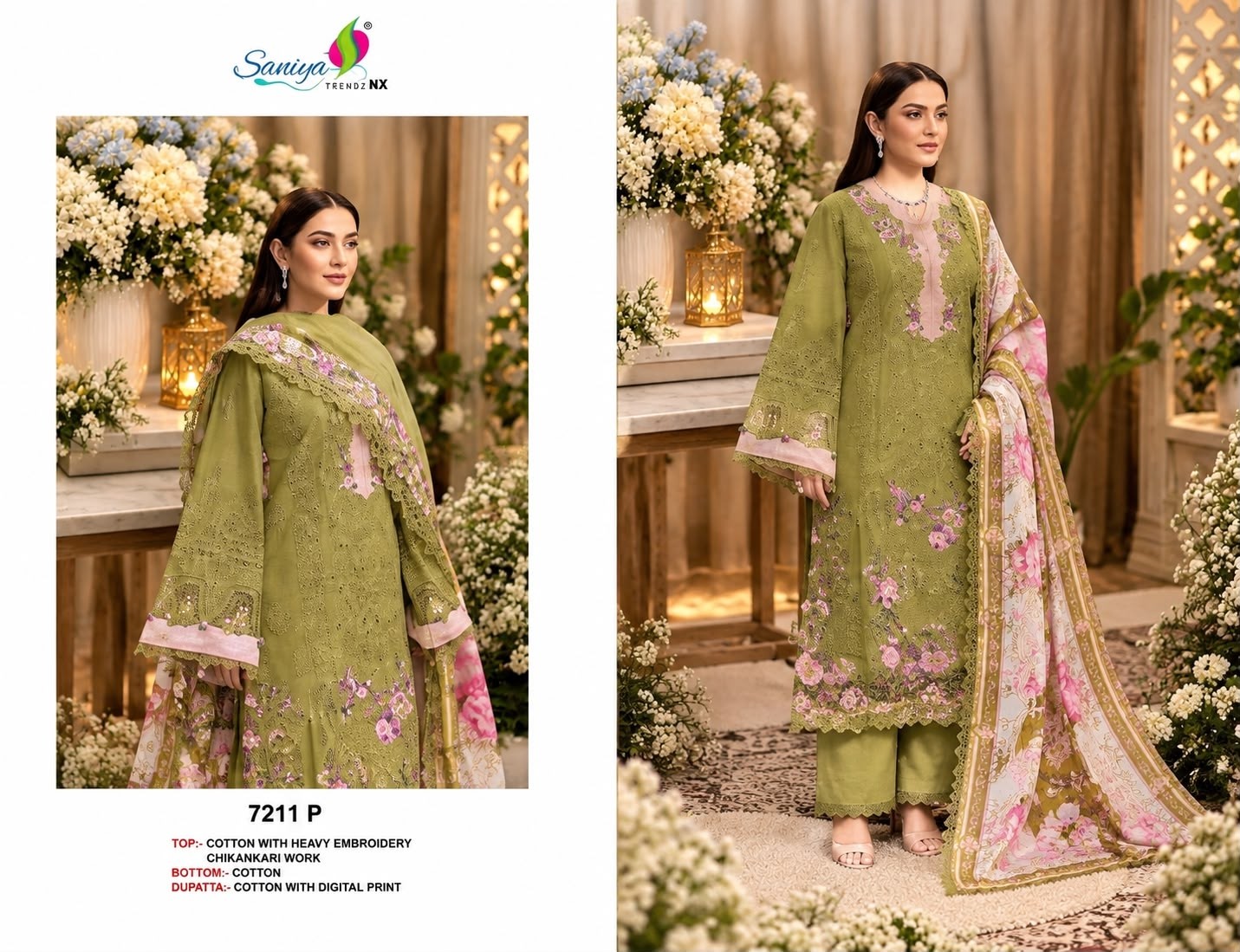SANIYA TRENDZ 7211 PREMIUM COTTON CHIKANKARI SUIT