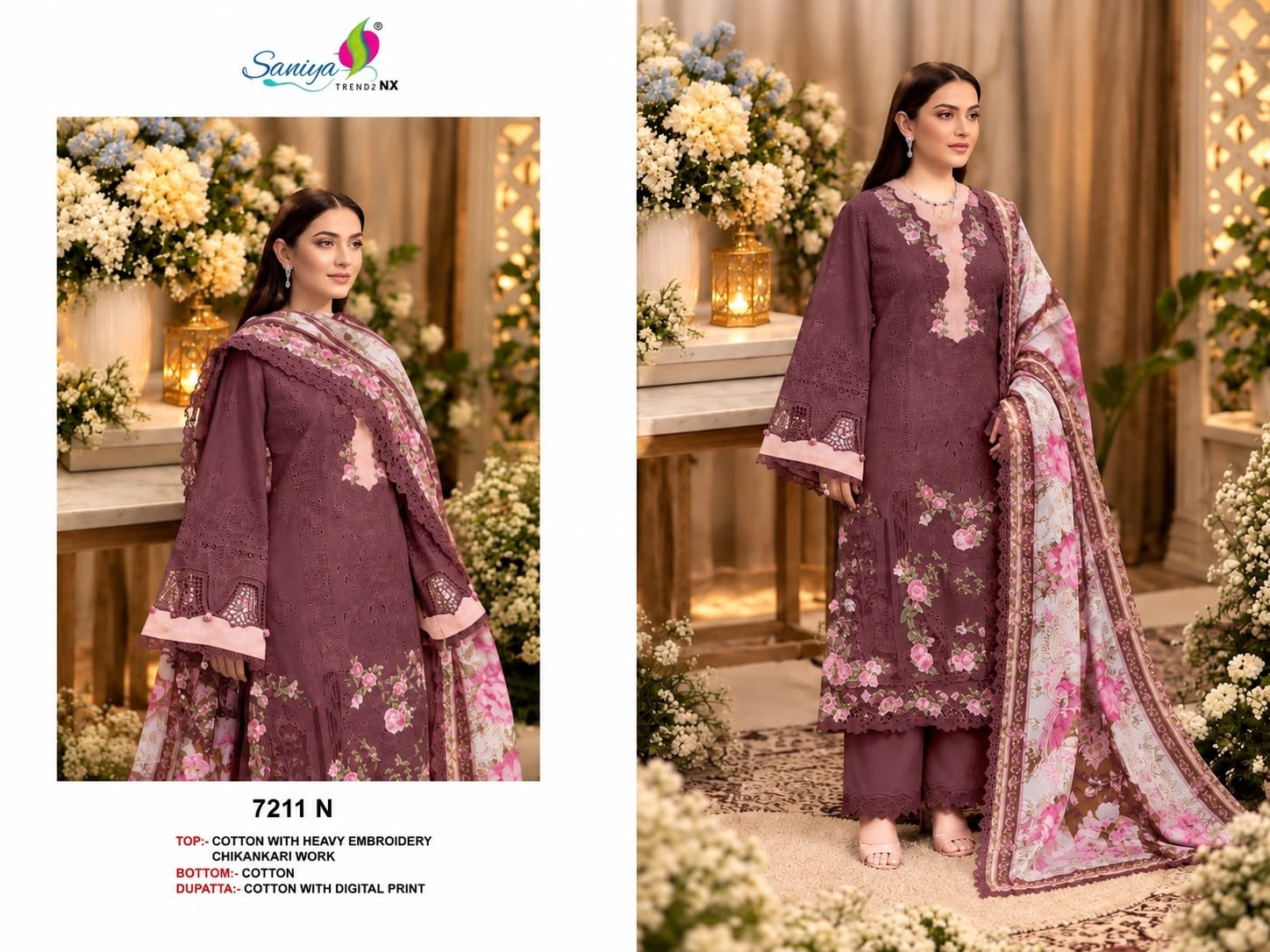 SANIYA TRENDZ 7211 PREMIUM COTTON CHIKANKARI SUIT
