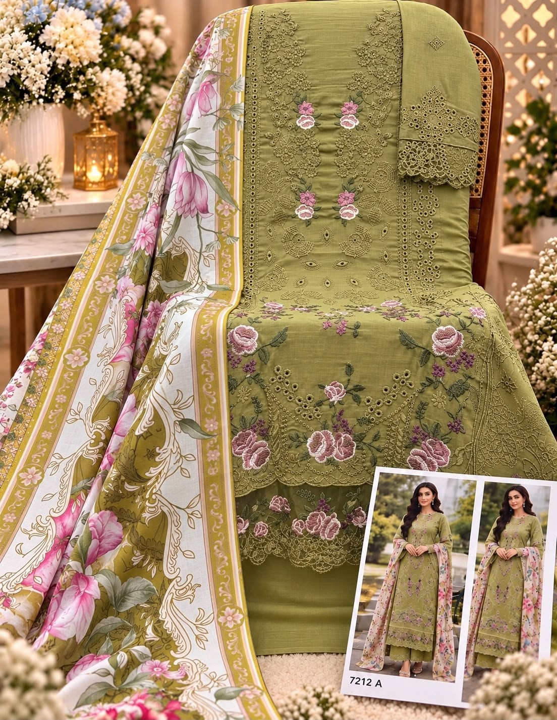 SANIYA TRENDZ 7211 PREMIUM COTTON CHIKANKARI SUIT
