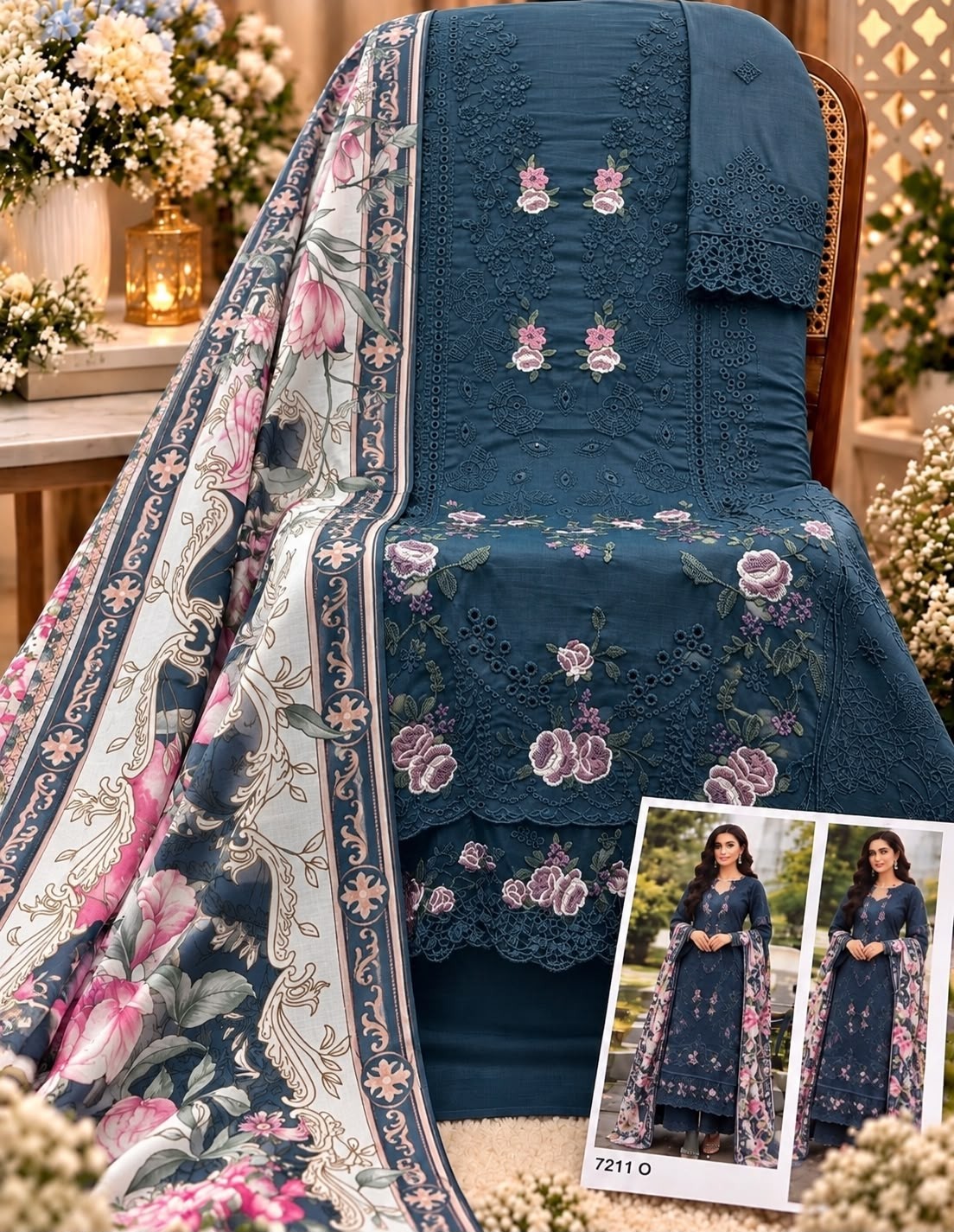 SANIYA TRENDZ 7211 PREMIUM COTTON CHIKANKARI SUIT