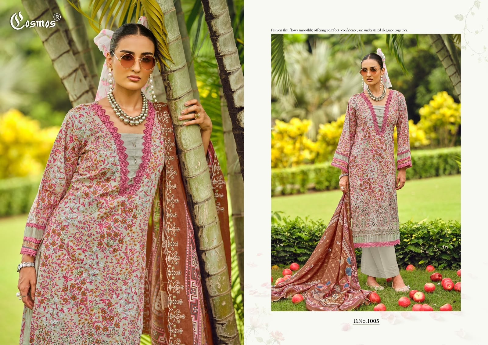 COSMOS FASHION RIWAYAT VOL-1 LAWN COTTON CHIKANKARI EMBROIDERED SUIT