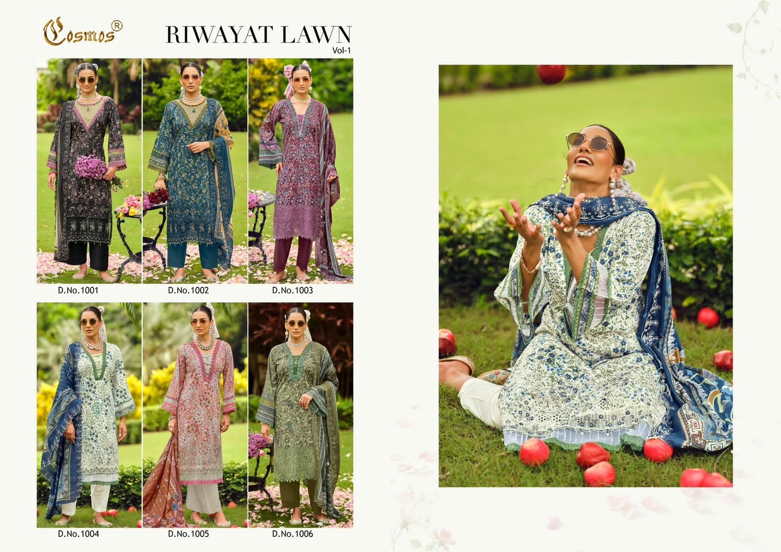 COSMOS FASHION RIWAYAT VOL-1 LAWN COTTON CHIKANKARI EMBROIDERED SUIT