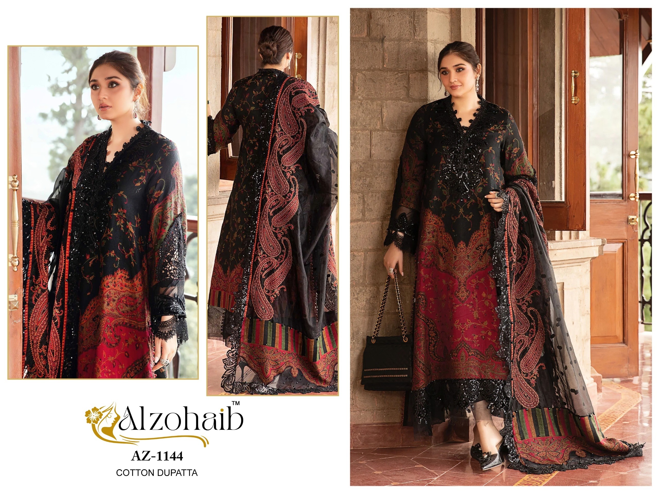 ALZOHAIB AZ-1144 PAKISTANI COTTON PRINT SUIT 