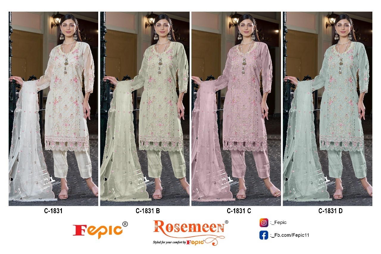  FEPIC ROSEMEEN 1831 BEUTIFUL PAKISTANI PARTY WEAR COLLETION SUIT