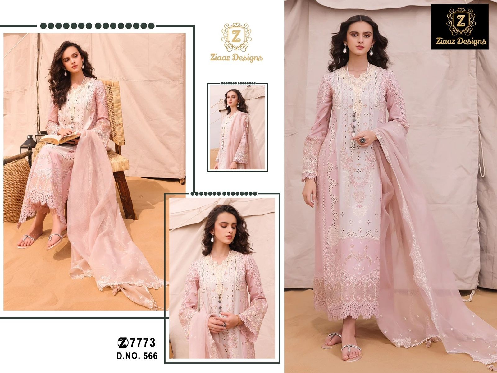 Ziaaz Designs -566 and 581 semi stitched Pakistani designer salwar suit