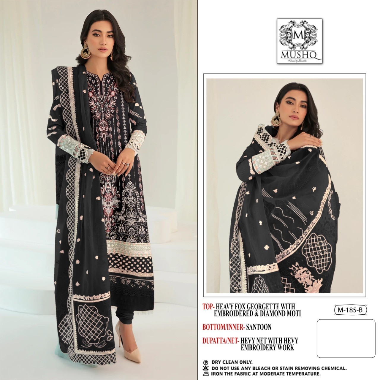 MUSHQ M-185 PAKISTANI FANCY EMBROIDERY SALWAR SUIT
