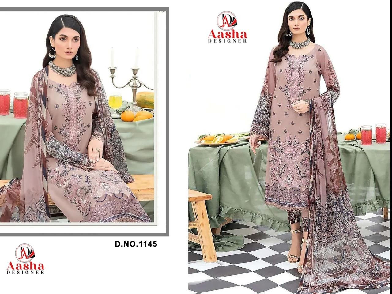 AASHA DESIGNER A S D:-1145 PAKISTANI COTTON PRINT SUIT