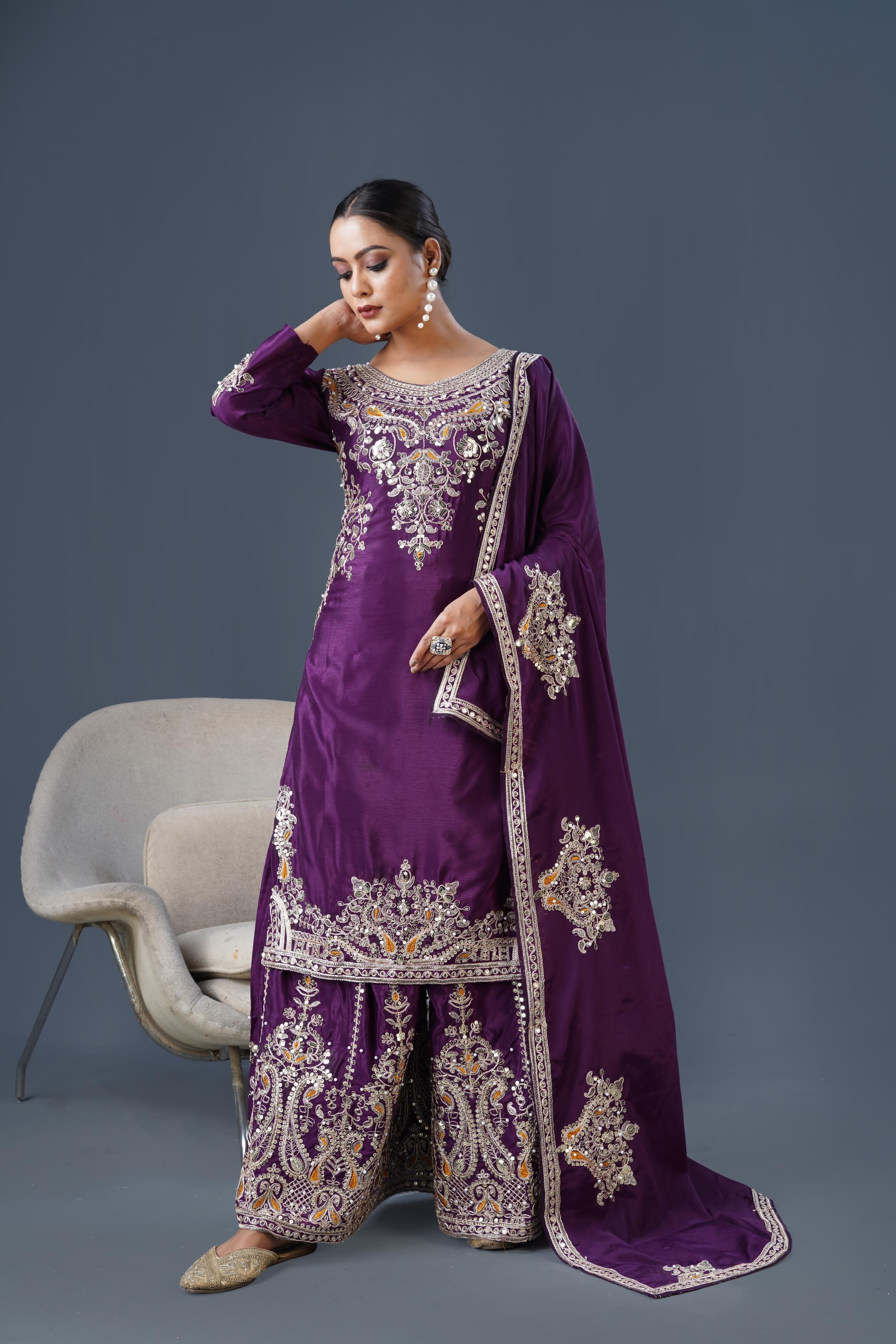 SRK-5215 PARTY WEAR FULL STICHED READY MADE SHARARA SALWAR SUIT