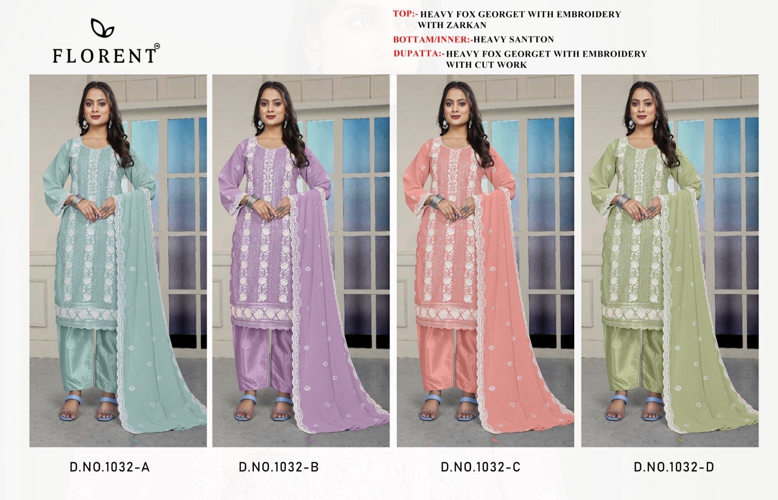 FLORENT 1032 ABCD PAKISTANI DESIGNER SALWAR SUIT