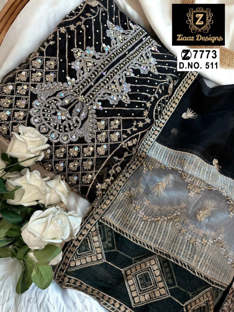 ZIAAZ DESIGN  511 512 508 PAKISTANI ORAGENZA VERY BEAUTIFUL EMBROIDERY WORK