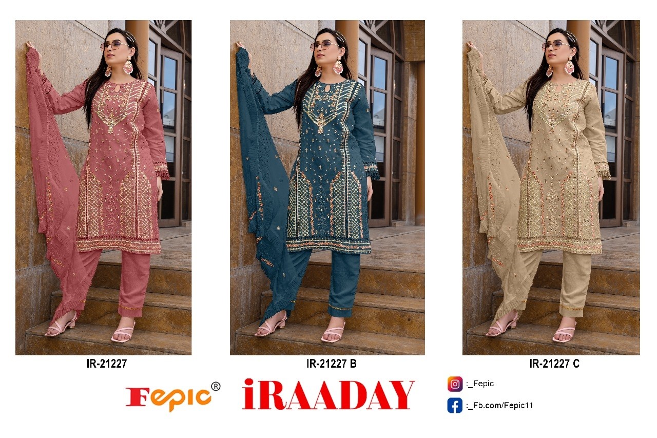  FEPIC ROSEMEEN 21227 PAKISTANI ORGANZA EMBROIDERED WORK SALWAR SUIT 