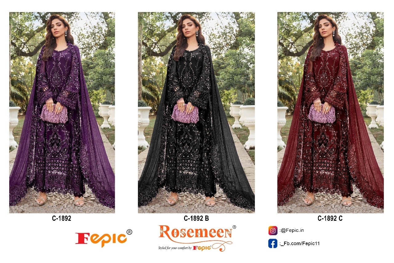 FEPIC ROSEMEEN 1891 PAKISTANI SUIT WITH ORGANZA EMBROIDERED WORK