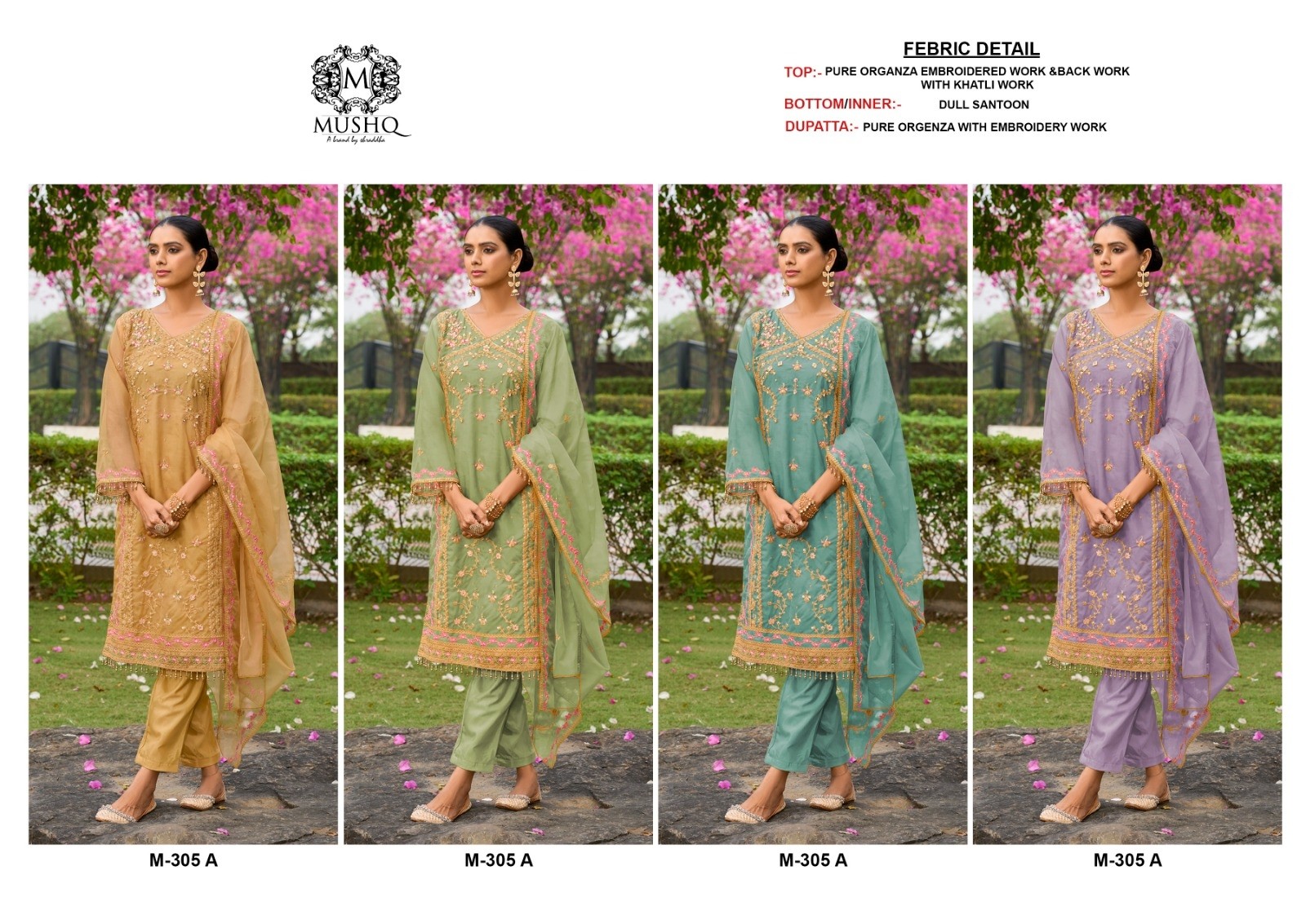  MUSHQ M 305 PAKISTNI EMBROIDERY WORK SUIT
