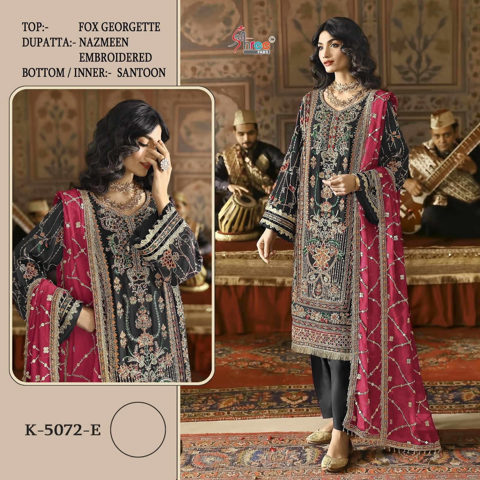 SHREE FAB K 5072 PAKISTANI GEORGTTE SALWAR SUIT WITH EMBROIDERY WORK