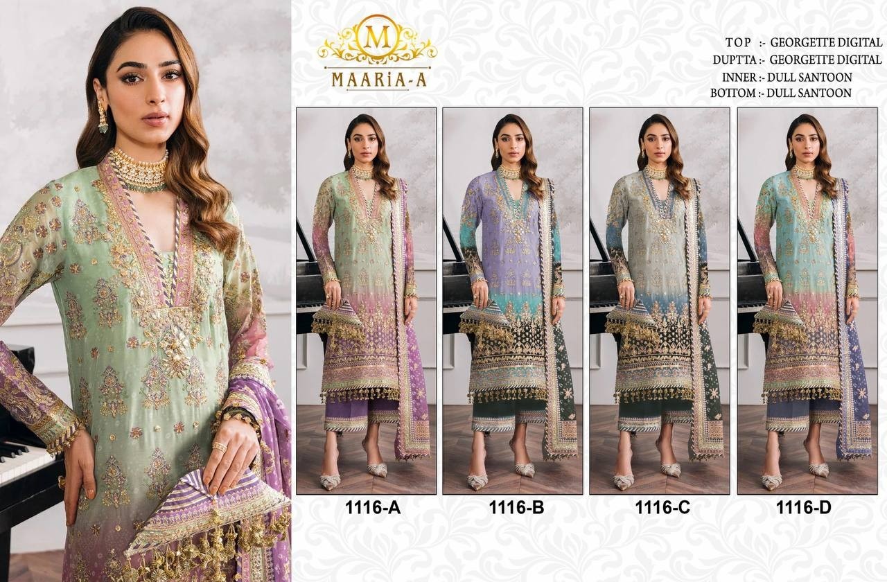 MAARiA~A 1116 PAKISTANI GEORGTTE SALWAR SUIT WITH EMBROIDERY WORK
