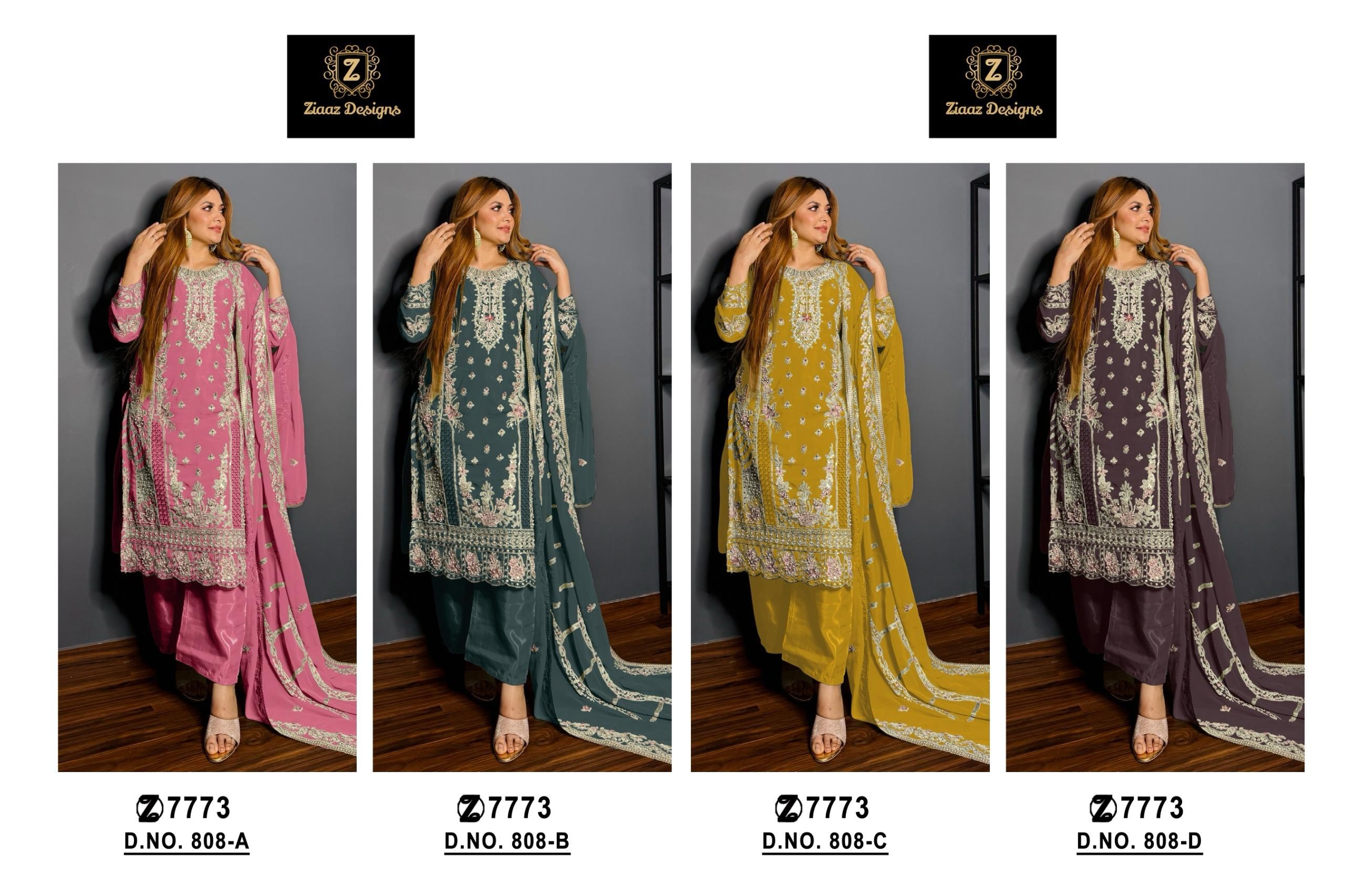 ZIAAZ DESIGNS 808 PAKISTANI ORGANZA SILK WITH HAND WORK SUIT