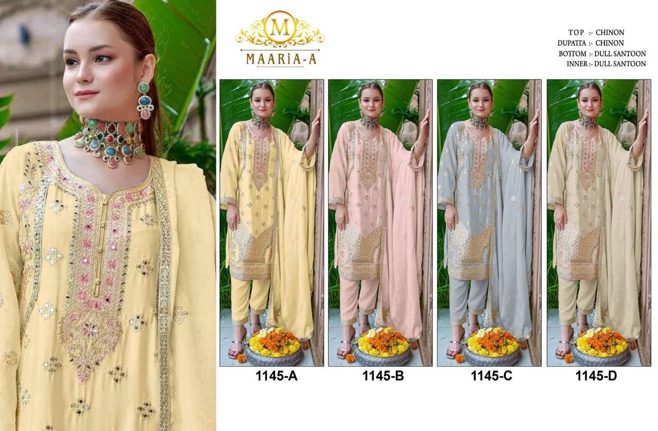 MAARiA~A 1145 PAKISTANI HEAVY CHINON SILK SALWAR SUIT