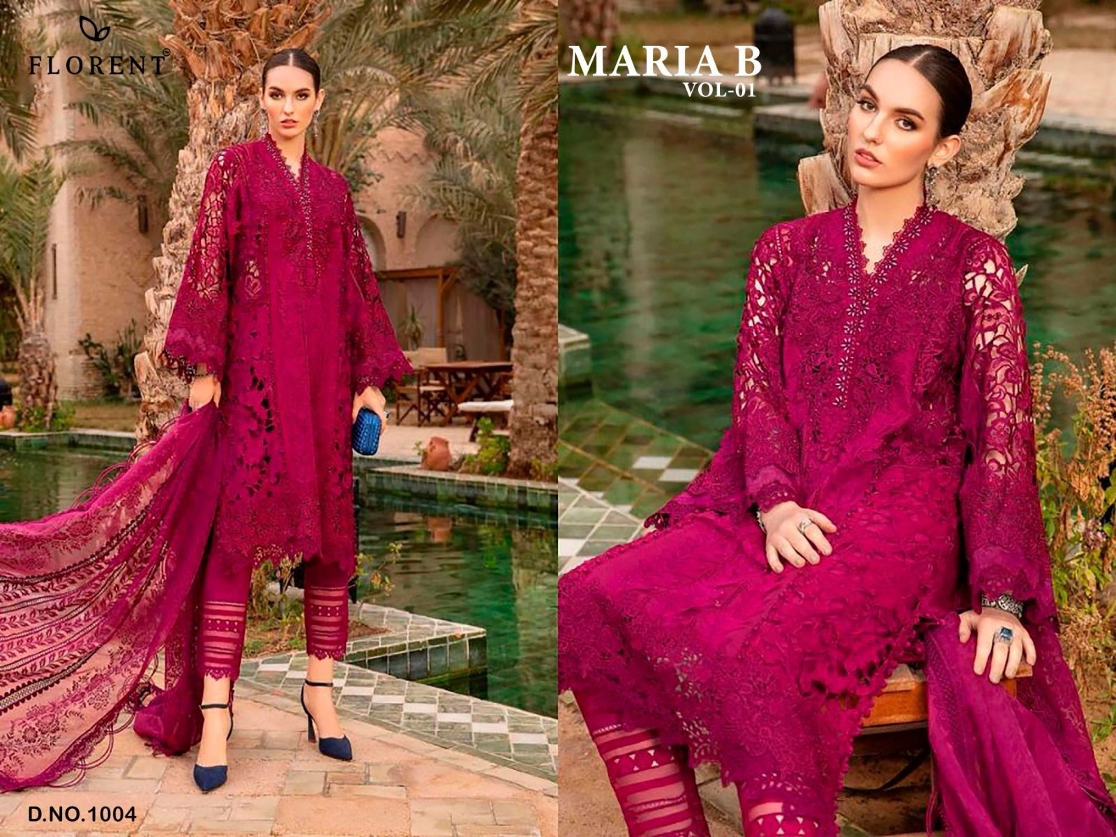 FLORENT 1004 PAKISTANI RED COLOUR COTTON WITH EMBROIDERY SALWAR SUIT