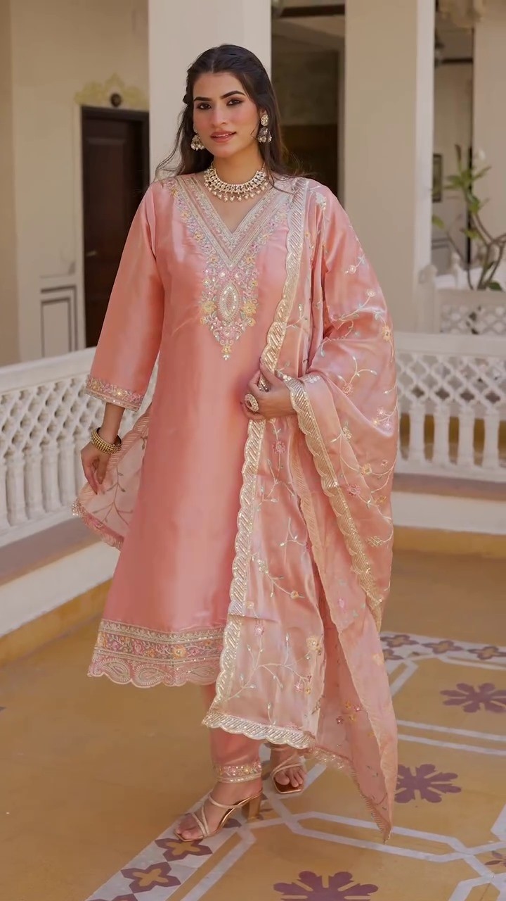 PRESENTING NEW COLLECTION WITH JIMMY CHOO SILK AND HEAVY EMBROIDERY SEQUENCE WORK TOP-BOTTOM AND DUPATTA SET FULLY STITCHED