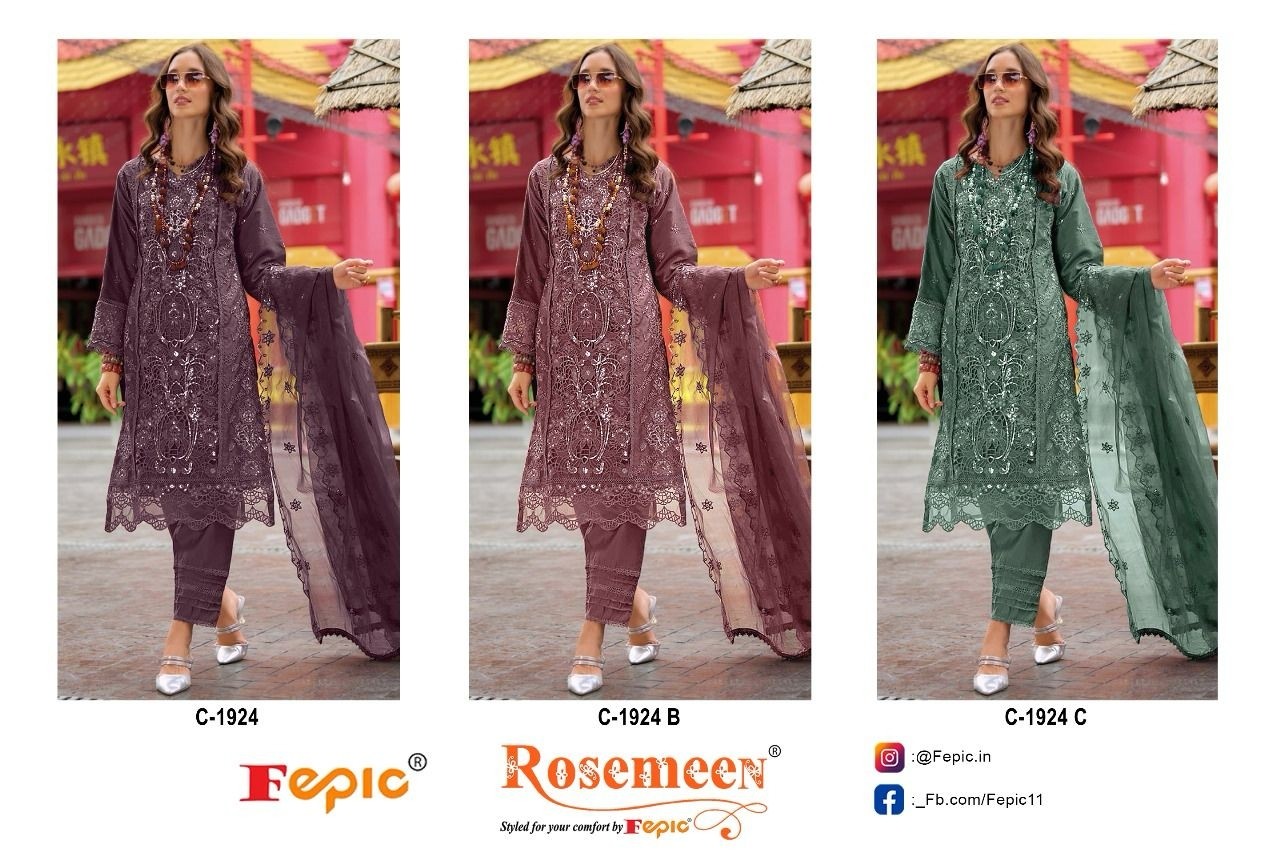 FEPIC ROSEMEEN 1924 PAKISTANI STYLE EMBROIDERY WORK SUIT 