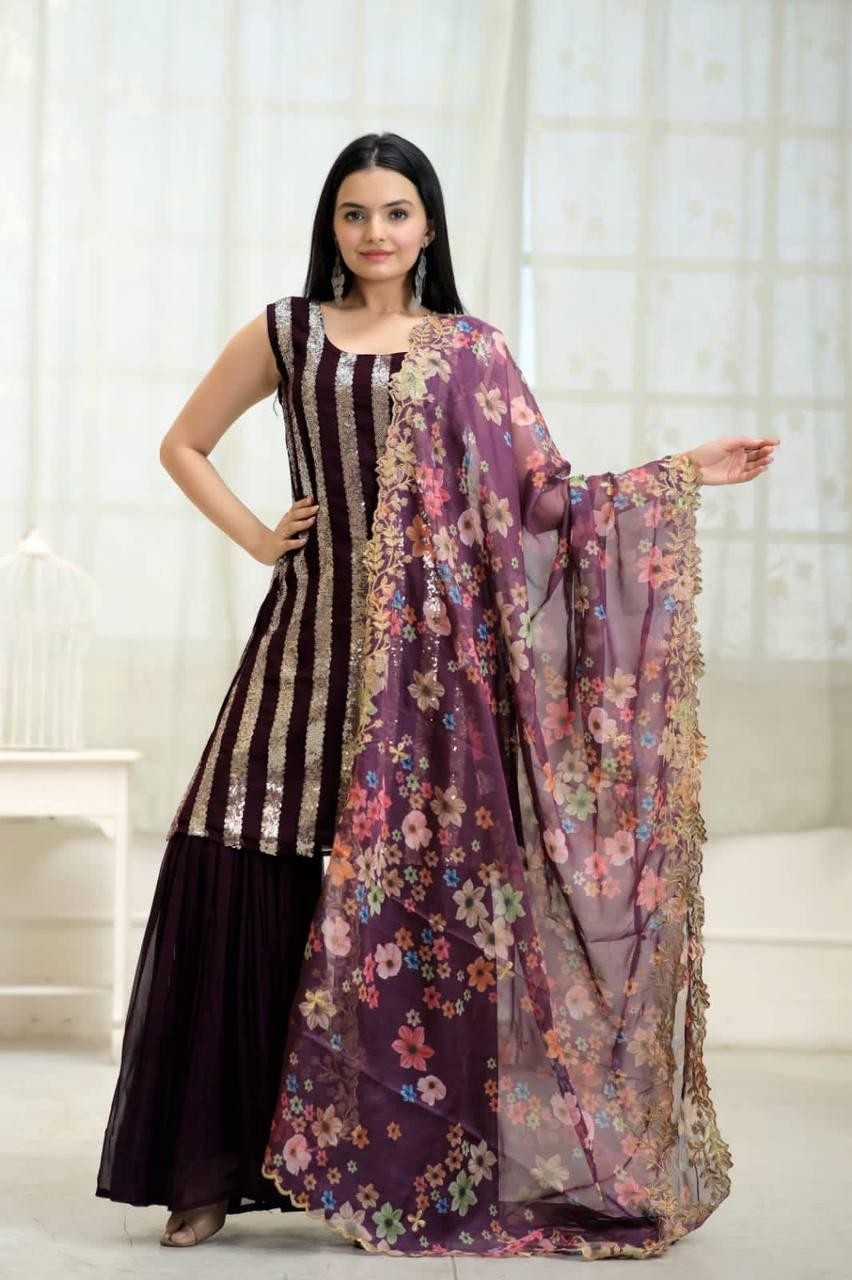  LW 9138  PREMIUM DESIGNER READYMADE TOP-SHARARA-DUPATTA COLLECTIONS 