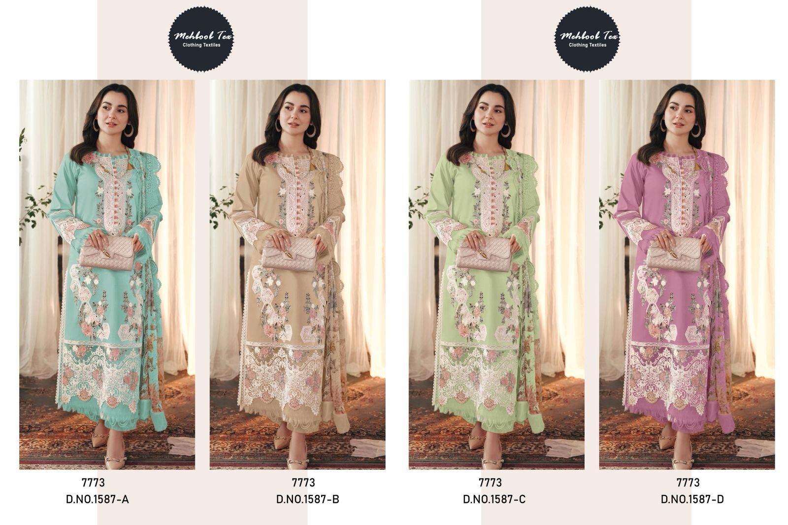 MEHMOOD TEX 1587 PRESENTING PAKISTANI LAWN COTTON WITH EMBROIDERY WORK SET