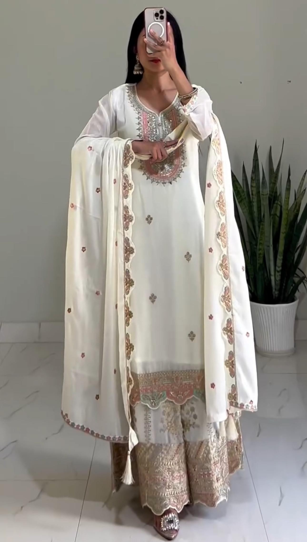 PF 031 NEW DESIGNER TOP AND PALZZO WITH DUPATTA SET