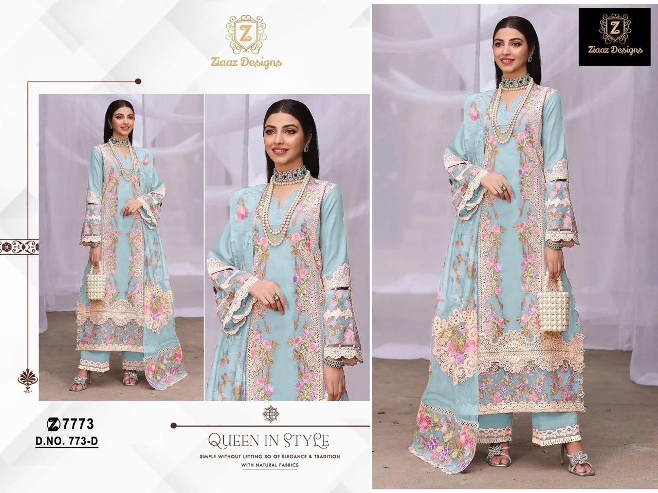 ZIAAZ DESIGN 773 PAKISTANI DESIGNER EMBROIDERY WORK SALWAR SUIT