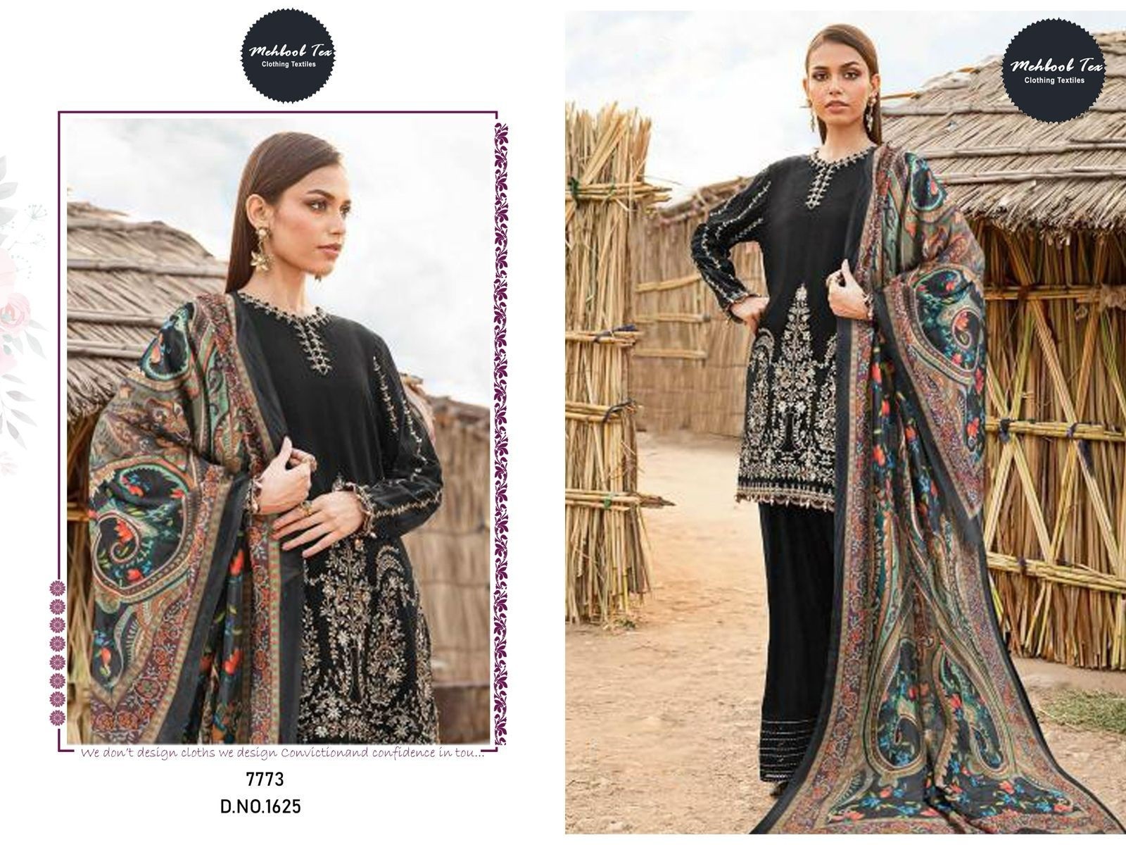 MEHBOOB TEX 1625 PAKISTANI BLACK EMBROIDERY SALWAR SUIT 