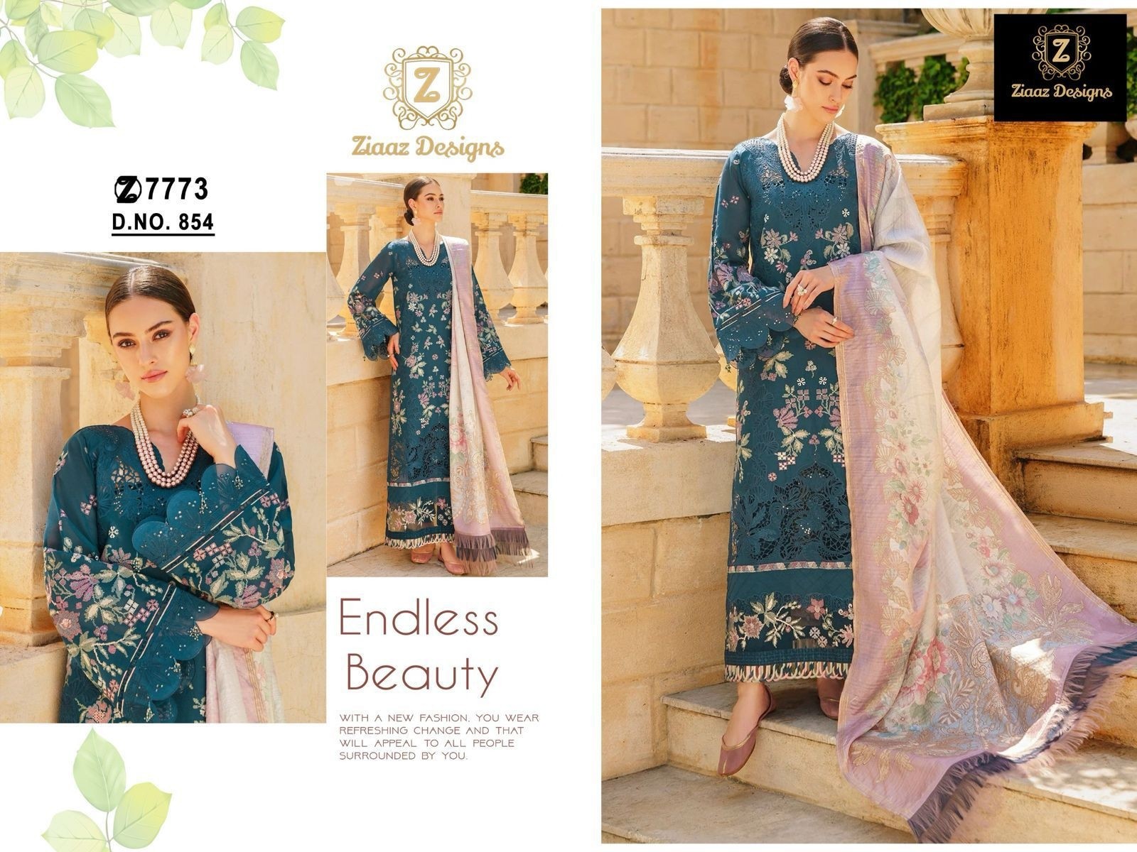 ZIAAZ DESIGNS 854 PAKISTANI RAYON COTTON SALWAR SUIT 