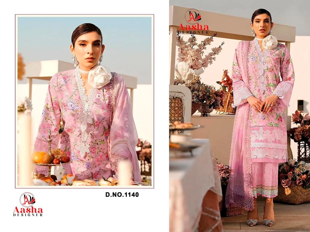 AASHA DESIGNER 1140 PAKISTANI  BEAUTIFUL PINK COLOUR PRINTED SALWAR SUIT