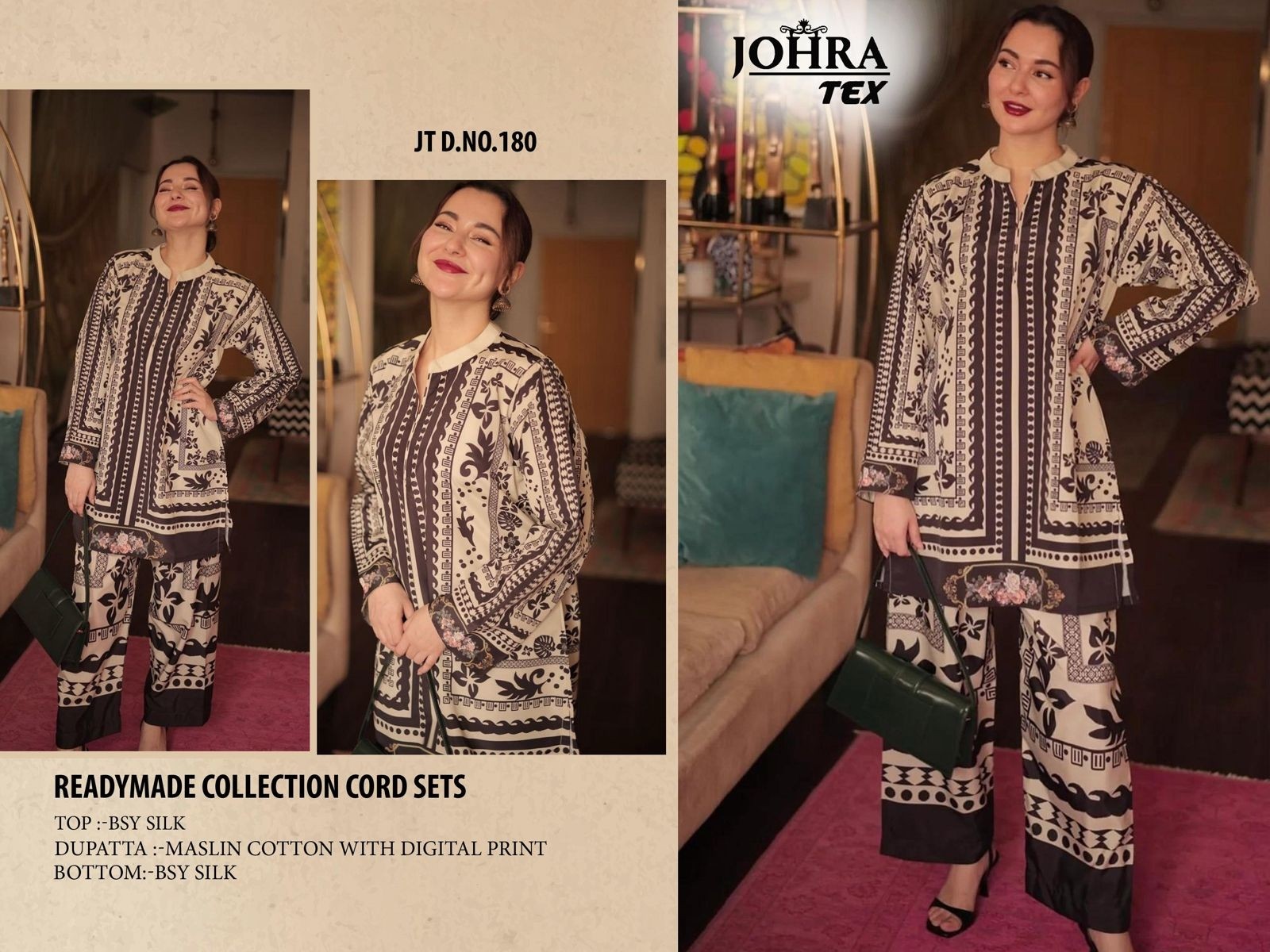JOHRA TEX JT 180 PAKISTANI PRINTED CORD SET