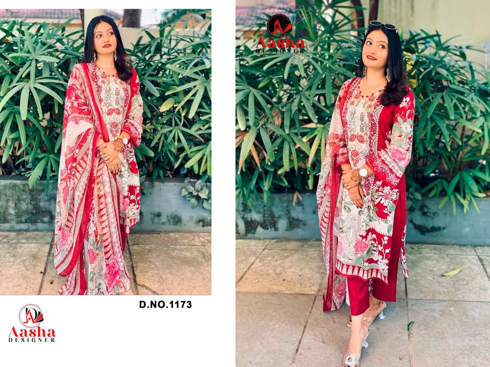 AASHA DESIGNER 1173 PURE LAWN COTTON PAKISTANI SUITS 