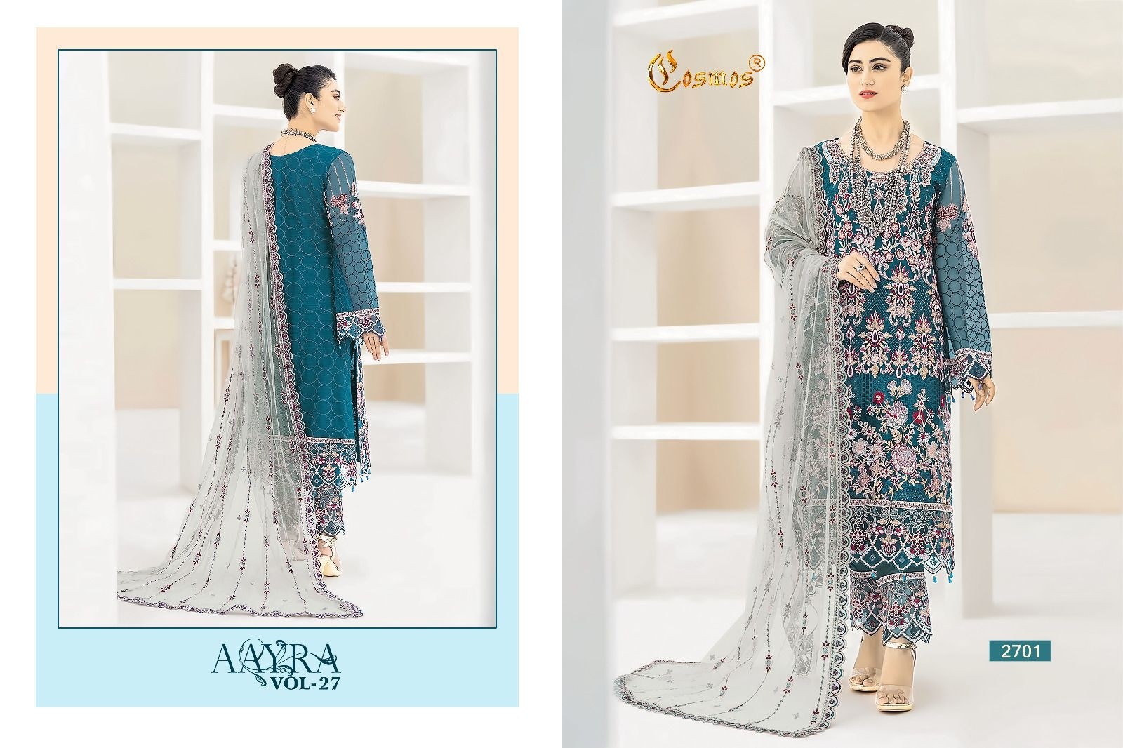 COSMOS FASHION BY AAYRA VOL 27 PAKISTANI EMBROIDERY SUITS ONLINE 