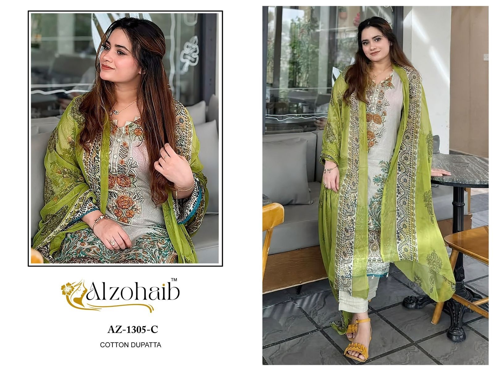 ALZOHAIB AZ 305 PAKISTANI LAWN COTTON SUITS ONLINE
