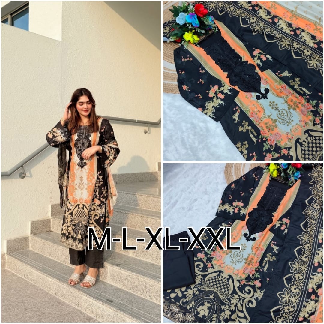 YD 047PAKISTANI COTTON PRINT WITH EMBROIDERY SUITS WHOLESALES