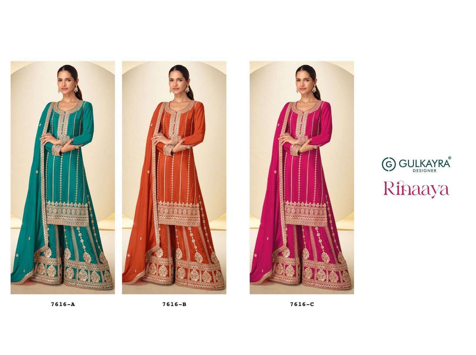 GULKAYRA BY RINAAYA 7616 COLOUR PARTY WEAR PALAZZO SUITS 