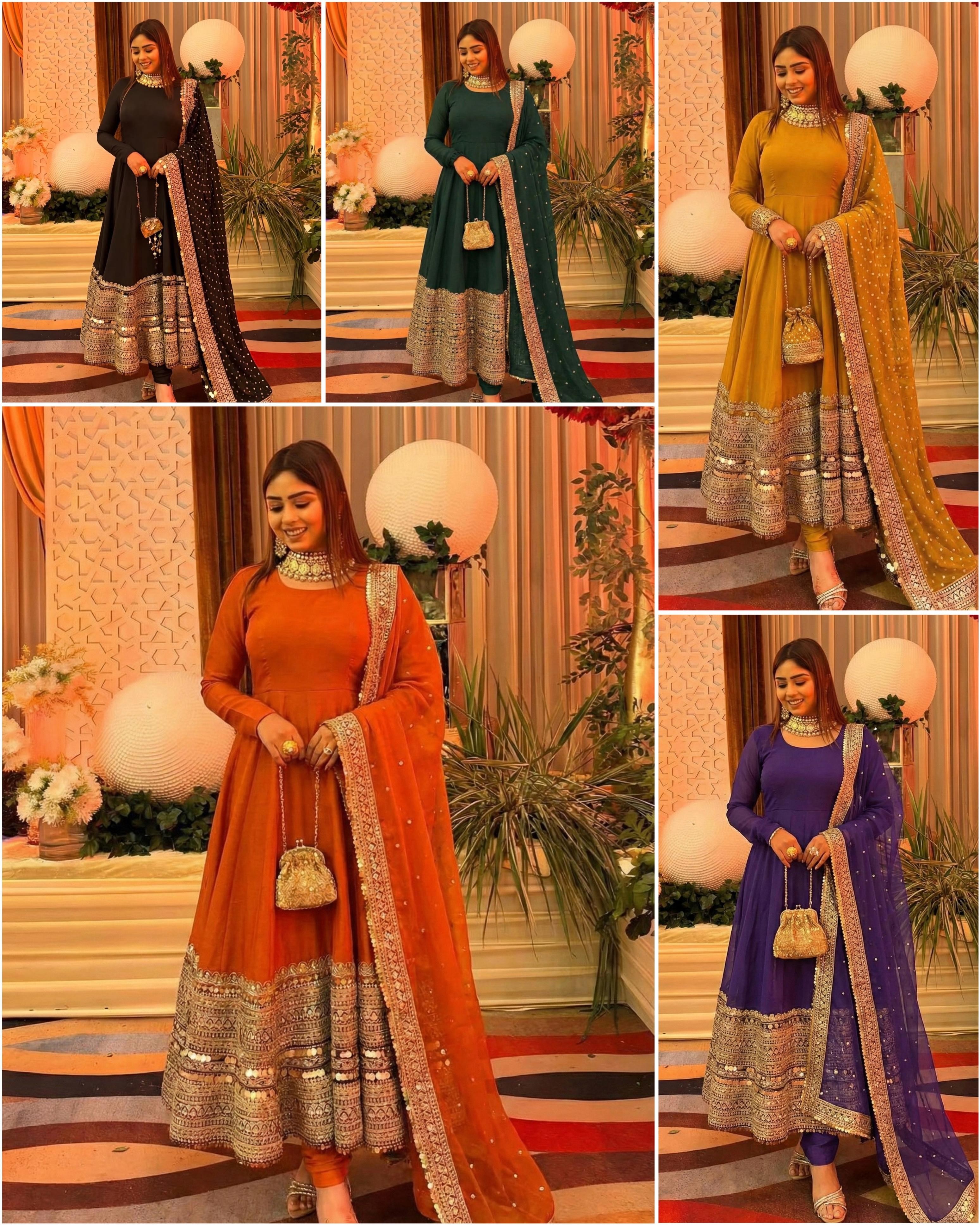 Zsr 3152 embroidery long gowns neck designs