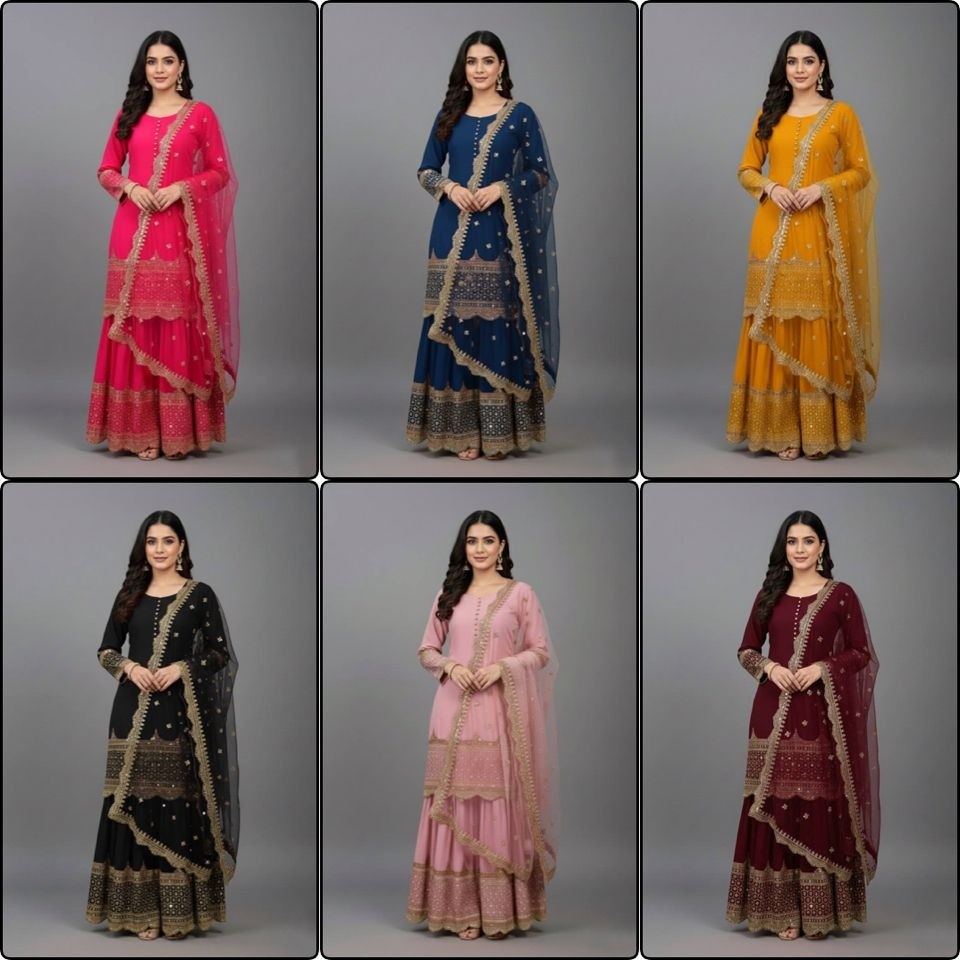 ZF 250 FESTIVAL PARTY WEAR EMBROIDERY SHARARA SUITS 