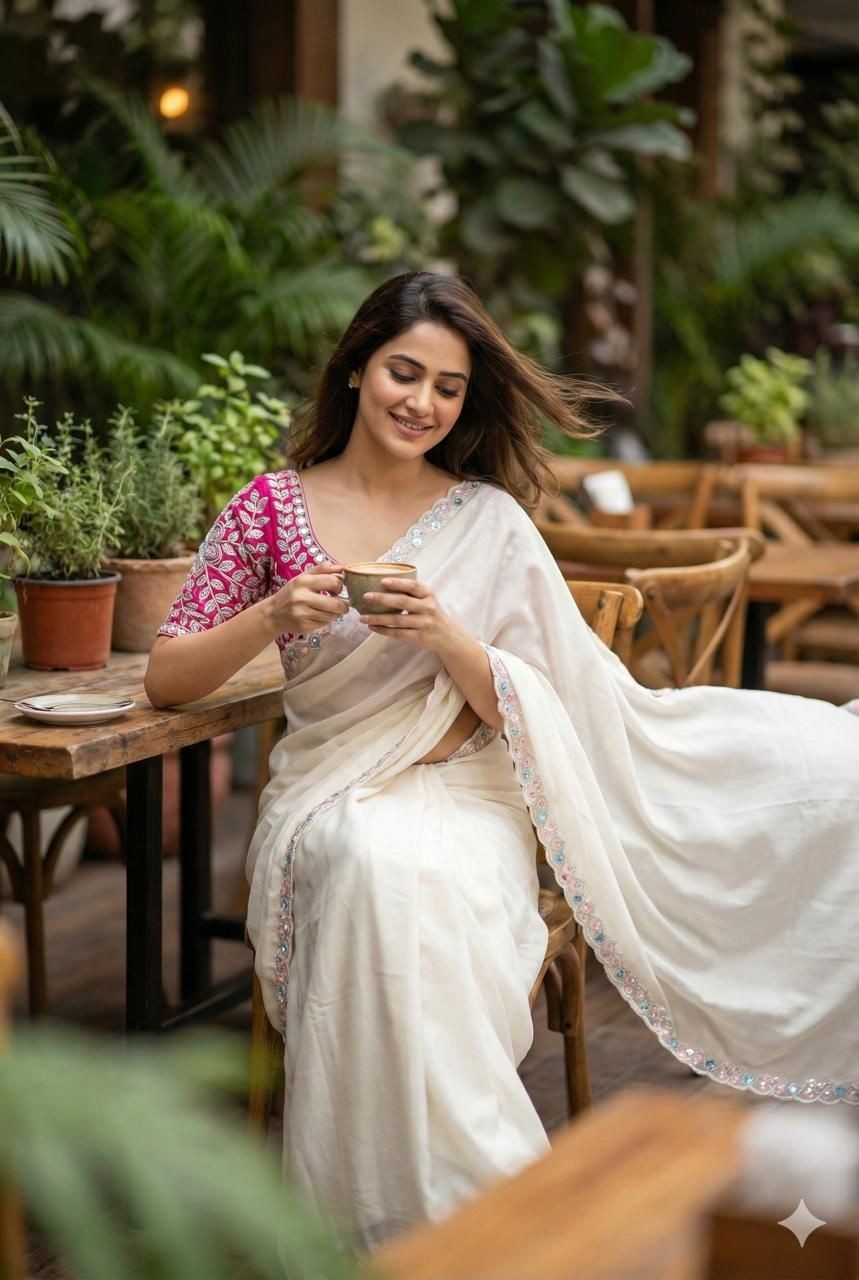 Premium Gold Silk Saree Intricate Hand-Look Embroidery with Scalloped Border, Luxury Festive Wear for Women