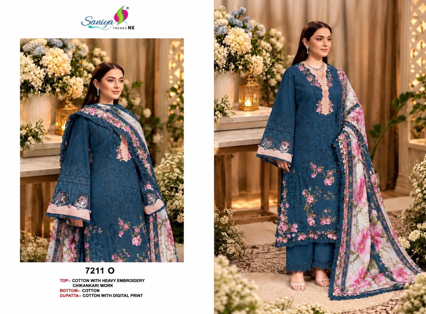 SANIYA TRENDZ 7211 PREMIUM COTTON CHIKANKARI SUIT