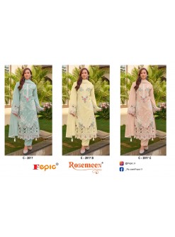 FEPIC ROSEMEEN 2017 PAKISTANI SUIT COLOUR WITH CAMBRIC EMBROIDERED WORK